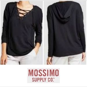 Mossimo Lace Up V Neck Hoodie